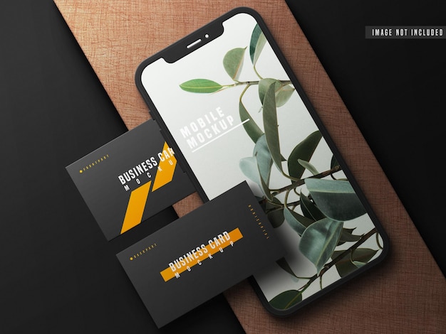 Biglietto da visita con telefono cellulare mockup psd