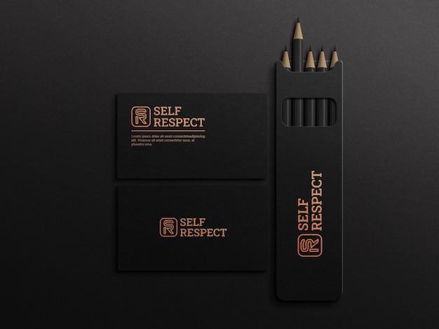 Business card with pencil box mockup