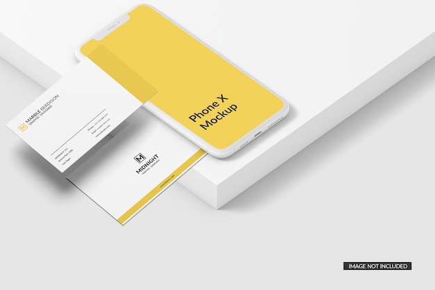 Business card with phone mockup