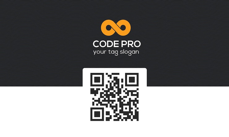 PSD business card with qr code and code pro logo