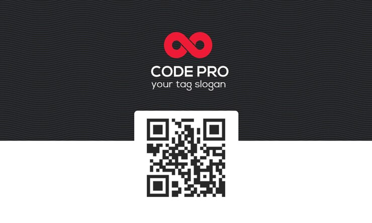 PSD business card with qr code and code pro logo