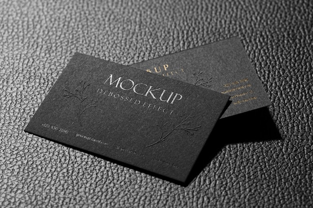 PSD business card with silver logo mockup design