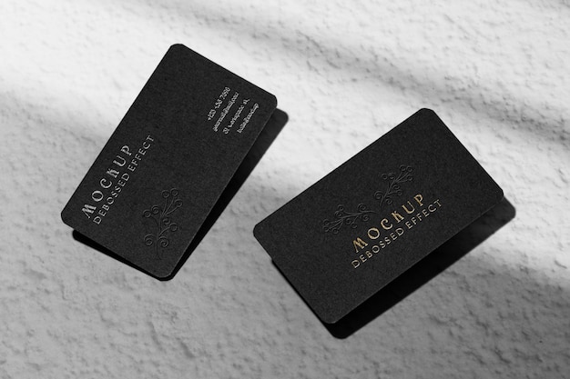 Business card with silver logo mockup design