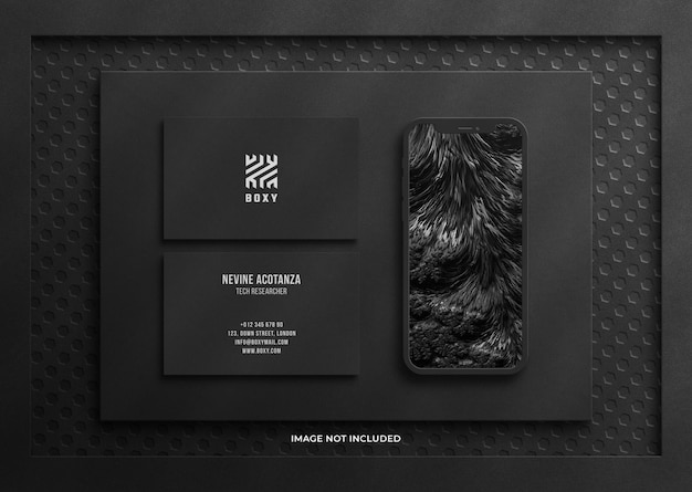 Business card with smartphone mockup