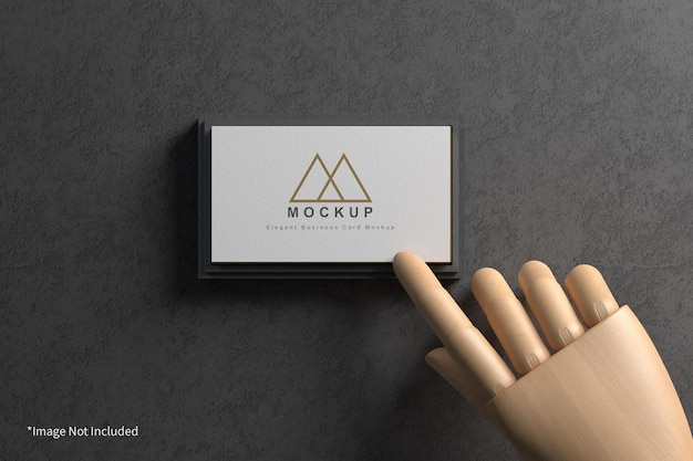 Business card with wooden hand mockup