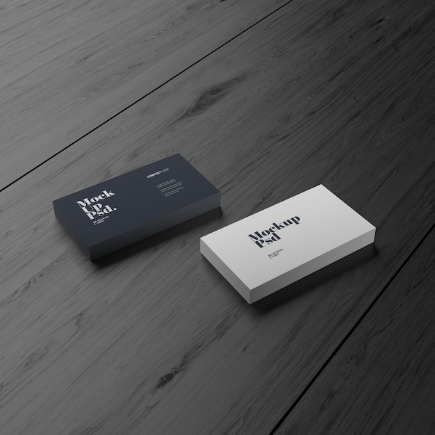 business card on wood texture mockup premium psd