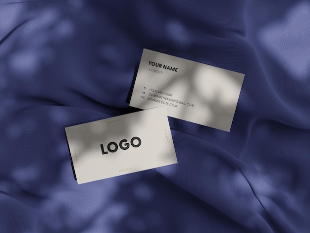 PSD business cards on fabric