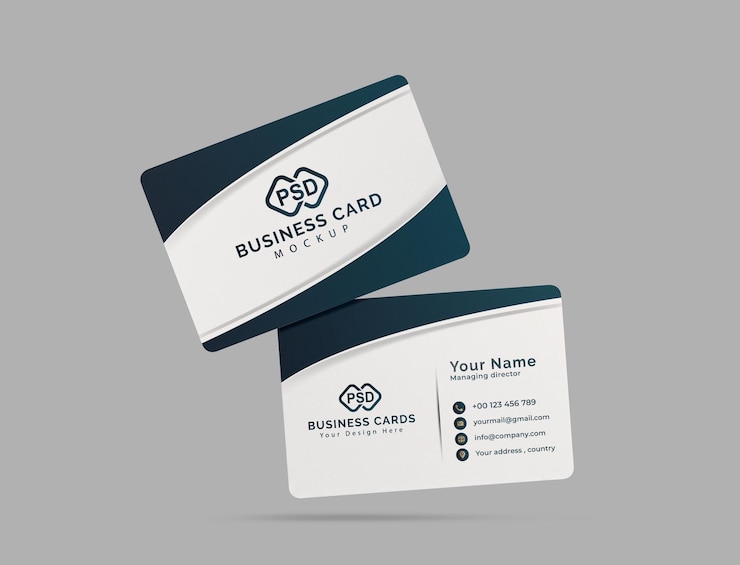 PSD business cards front and back view mockup