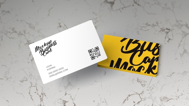 Business cards on marble surface mockup