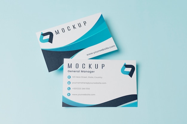 PSD business cards mock-up top view