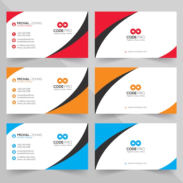 Business cards in various colors