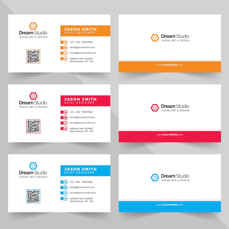 PSD business cards in various colors