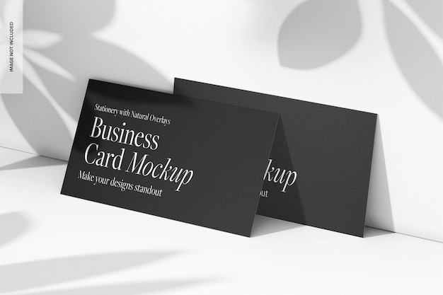 business cards with natural overlay mockup, leaned
