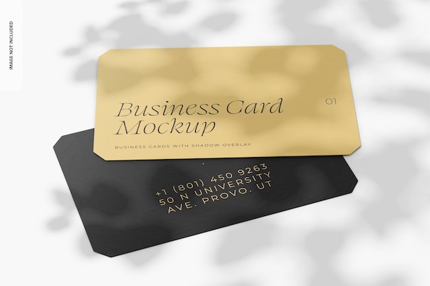 PSD business cards with shadow overlay mockup, perspective