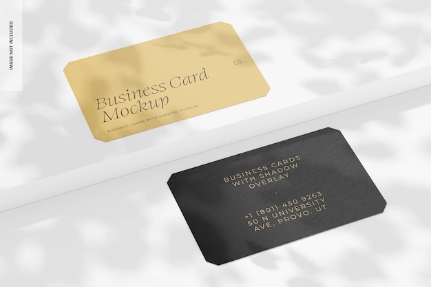 Business cards with shadow overlay mockup