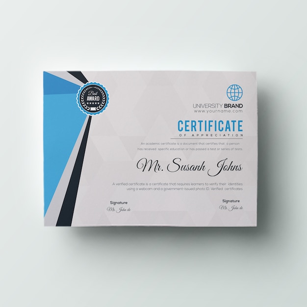 PSD business certificate template