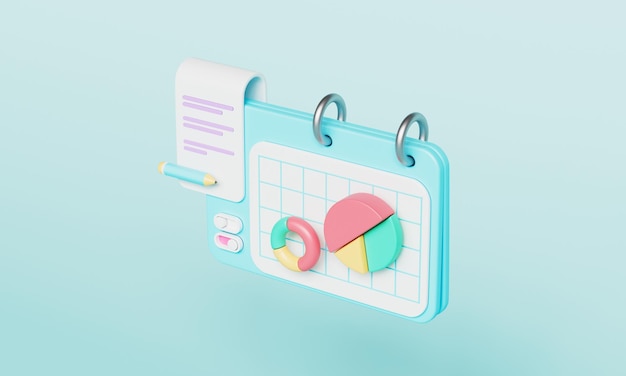 business chart graph board icon 3d rendering