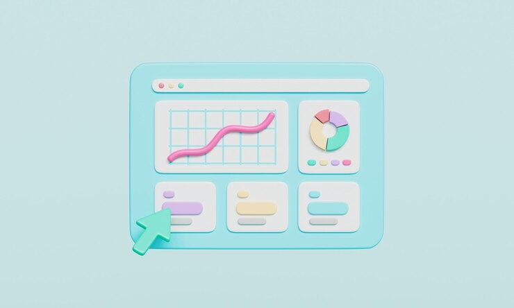 PSD business chart graph dash board icon 3d rendering