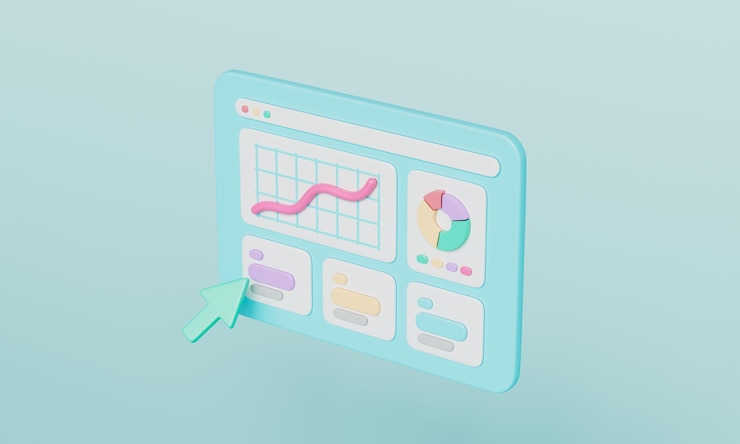 PSD business chart graph dash board icon 3d rendering