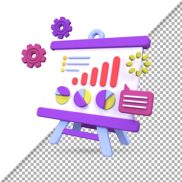 PSD 비즈니스 차트 그래프 다이어그램 그림 배경 비즈니스 아이디어 개념에 대 한 3d 렌더링 아이콘
