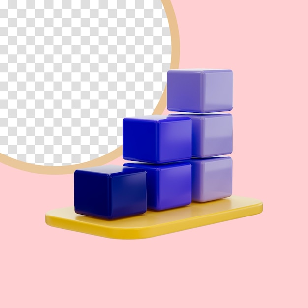 分析データの成長のためのビジネスチャートアイコン3Dレンダリングの概念は、ラインマーケティングリサーチを増加させます