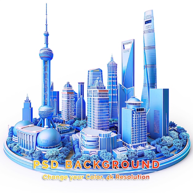 Business City on Tablet Computer isolated on white background