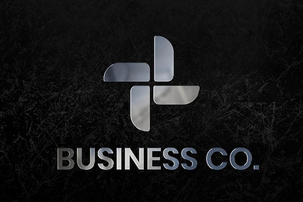 Business co-logo psd-sjabloon in metalen teksteffect