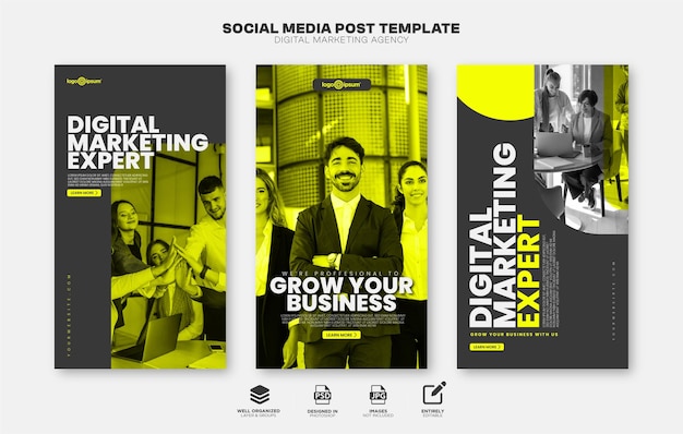 PSD modello di business concept instagram stories