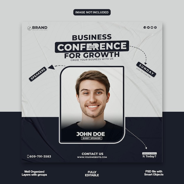 PSD business conference banner or corporate social media banner and instagram post