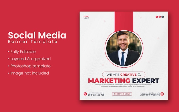 business conference or digital marketing live webinar and corporate social media post flyer template
