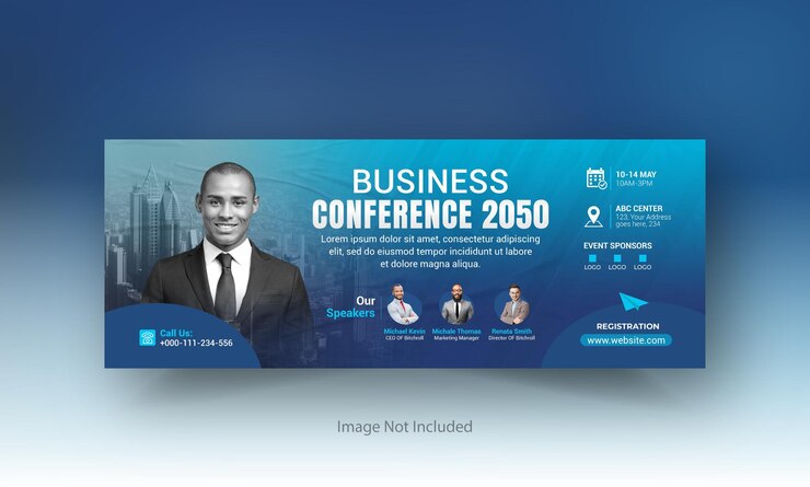 PSD business conference facebook cover social media post and web banner template
