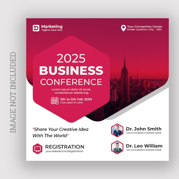 PSD business conference social media post web banner square flyer design template