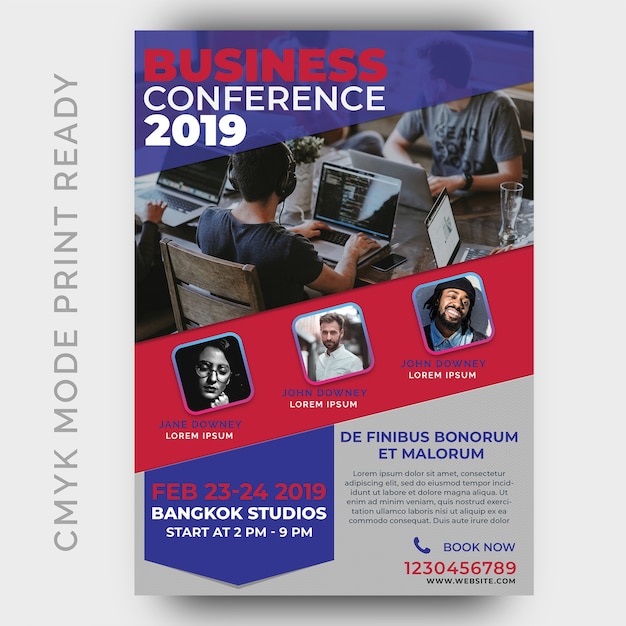 PSD business conference template for poster, flyer, magazine page