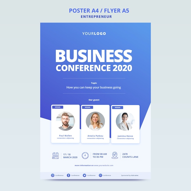 Business conference with template for poster