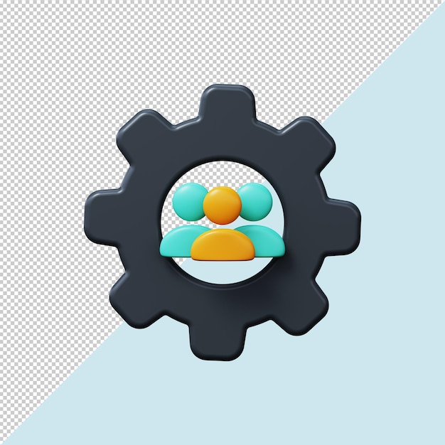 PSD business cooperation user icon with gear 3d render