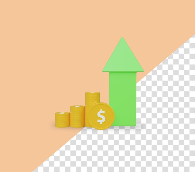 PSD business cost growth up 3d rendering icon