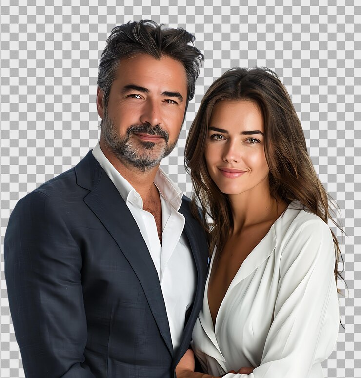 PSD business couple on a transparent background