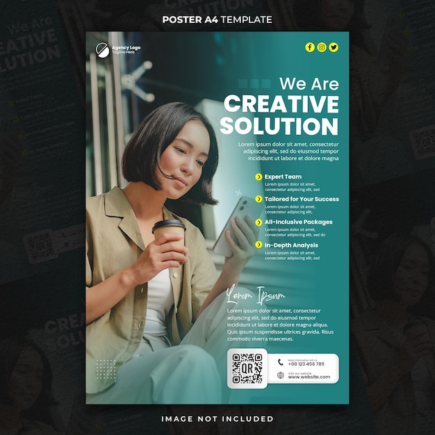 PSD business creative solution agency poster a4 or banner template