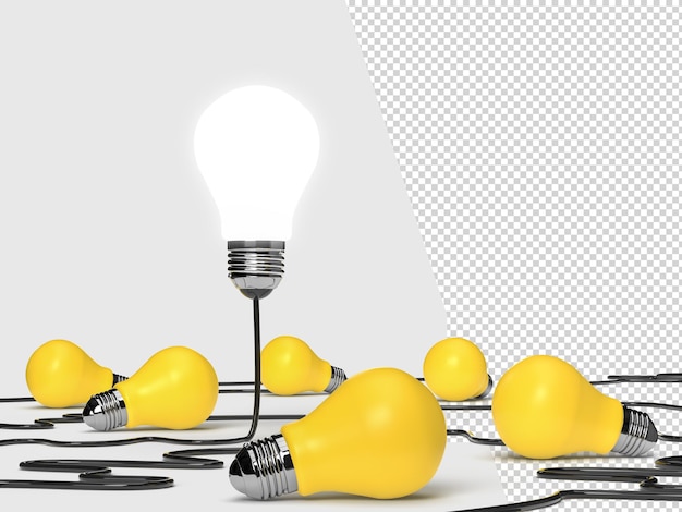 PSD business creativity and inspiration concepts with light bulb on background think big ideas motivation for success 3d rendering