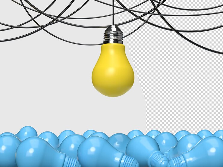 PSD business creativity and inspiration concepts with light bulb on background think big ideas motivation for success 3d rendering