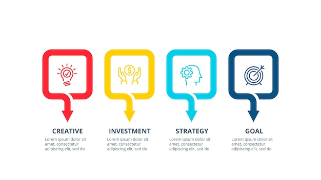 Business data visualization. Abstract elements with 4 steps. Creative concept for infographic.