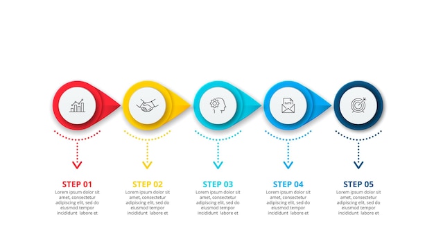 PSD business data visualization template for presentation design concept with 5 options