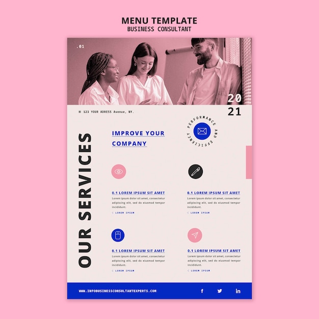 Business document menu design template