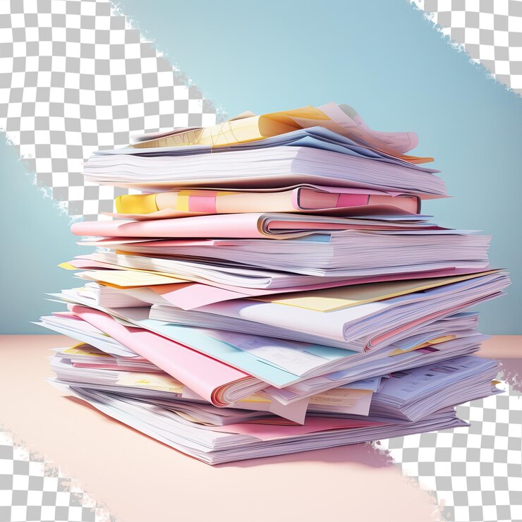PSD business documents pile acceptable transparent background
