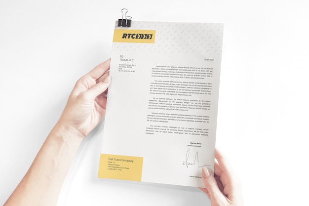 Business documents with clip mockup