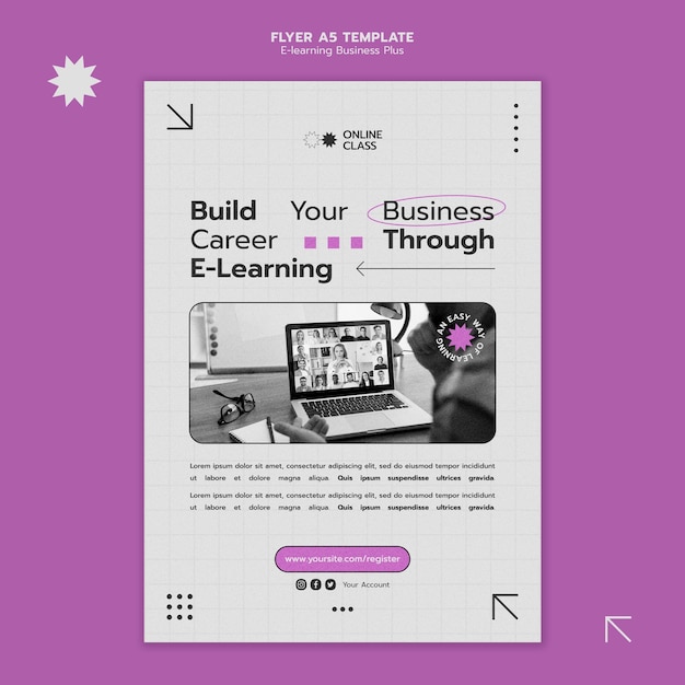 PSD business e-learning skills company vertical flyer template