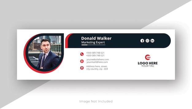 Business email signature card template with digital profile and personal social media cover design