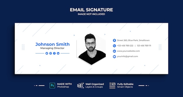 PSD business email signature template design or email footer and personal social media cover