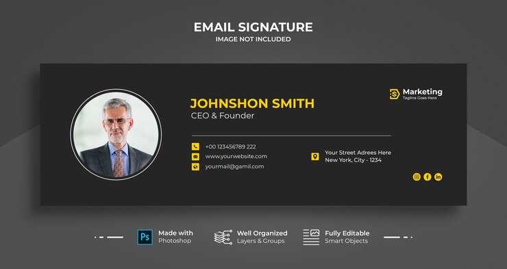 PSD business email signature template design or email footer and personal social media cover