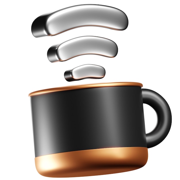 PSD 비즈니스 에센셜 아이콘  3d 증기 커피 컵 아이콘